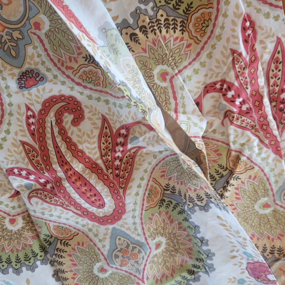Potterybarn Paisley Abstract Euro Sham Red Green Beige (1) 26x26